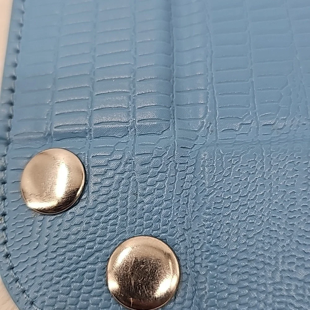 Faux Leather Jewelry Tray‎ Powder Blue Reptile Textured Foldable Organizer